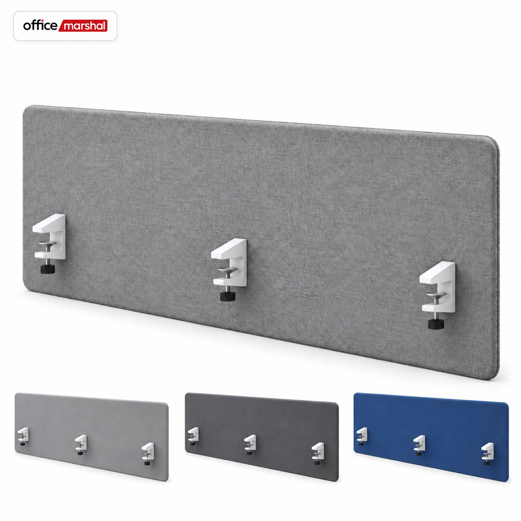 Akoestisch bureauscherm | Silent Desk | Bureau scheidingswand met polyester bekleding & tafelklemmen | 160 × 60 cm | 3 kleuren