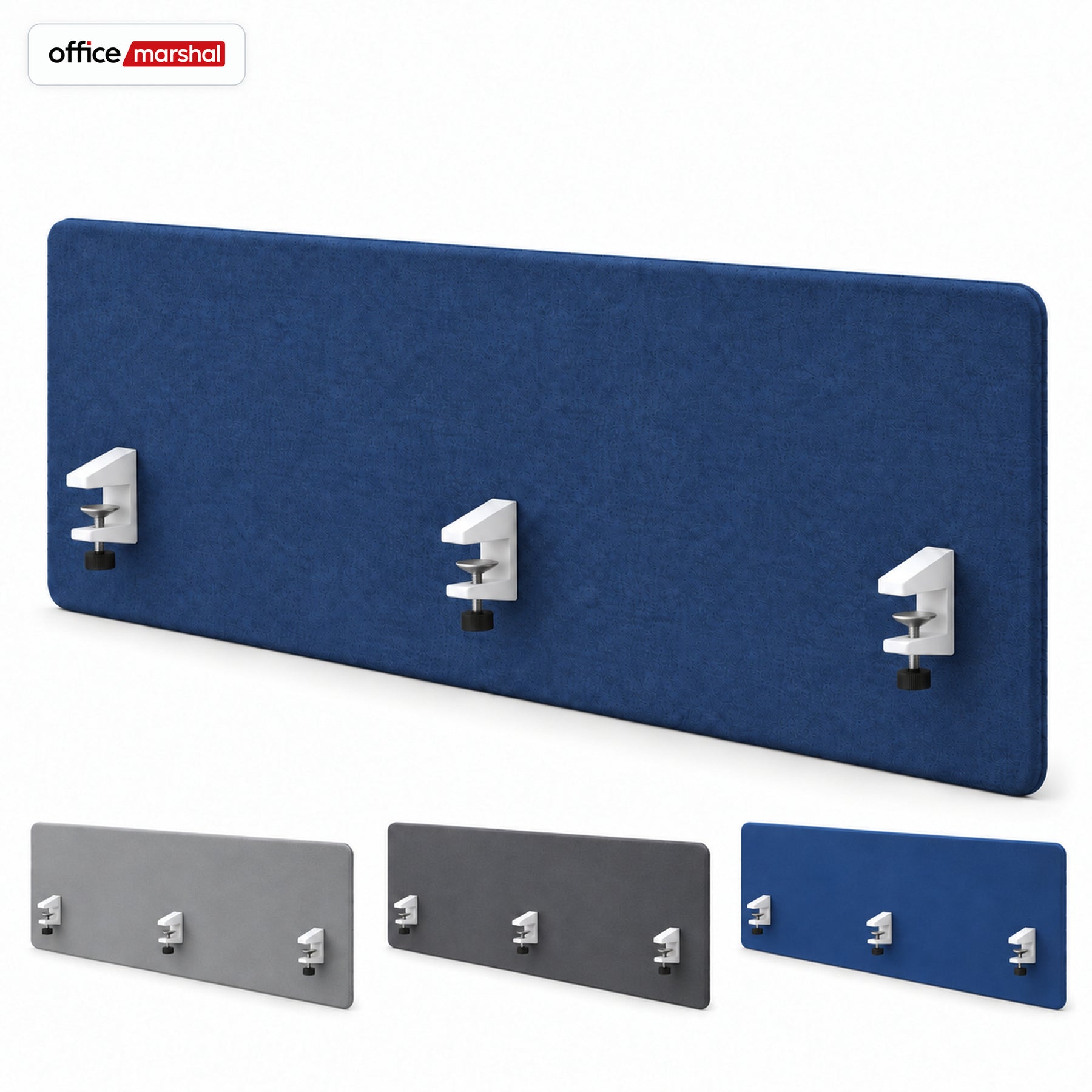 Akoestisch bureauscherm | Silent Desk | Bureau scheidingswand met polyester bekleding & tafelklemmen | 160 × 60 cm | 3 kleuren
