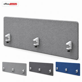 Akoestisch bureauscherm | Silent Desk | Bureau scheidingswand met polyester bekleding & tafelklemmen | 160 × 60 cm | 3 kleuren