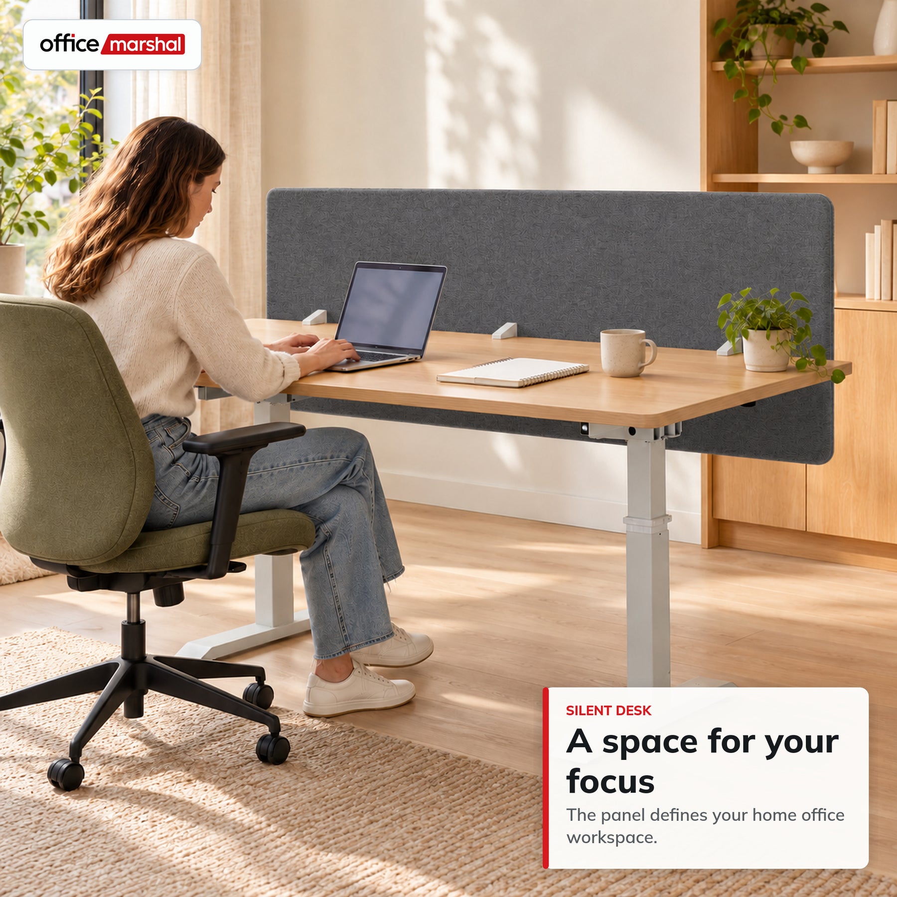 Akoestisch bureauscherm | Silent Desk | Bureau scheidingswand met polyester bekleding & tafelklemmen | 160 × 60 cm | 3 kleuren