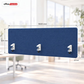 Akoestisch bureauscherm | Silent Desk | Bureau scheidingswand met polyester bekleding & tafelklemmen | 160 × 60 cm | 3 kleuren