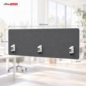 Akoestisch bureauscherm | Silent Desk | Bureau scheidingswand met polyester bekleding & tafelklemmen | 160 × 60 cm | 3 kleuren