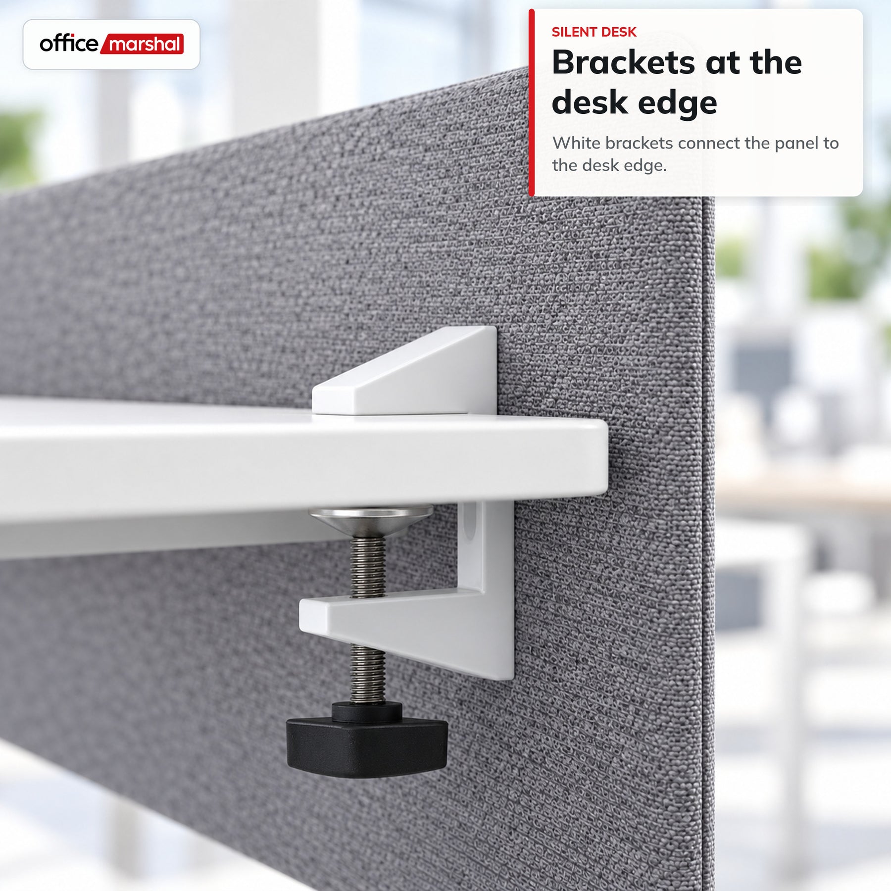 Akoestisch bureauscherm | Silent Desk | Bureau scheidingswand met polyester bekleding & tafelklemmen | 160 × 60 cm | 3 kleuren