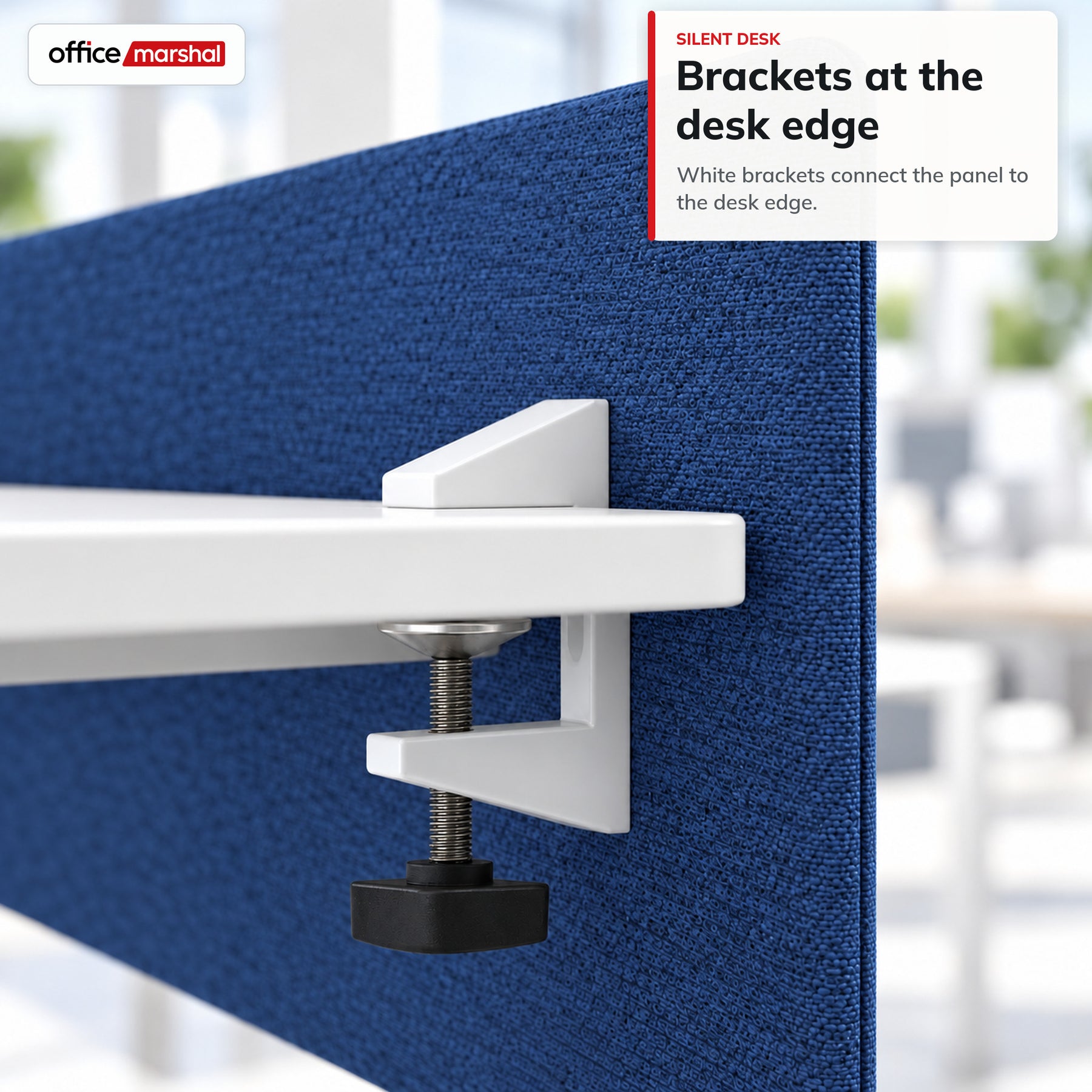 Akoestisch bureauscherm | Silent Desk | Bureau scheidingswand met polyester bekleding & tafelklemmen | 160 × 60 cm | 3 kleuren