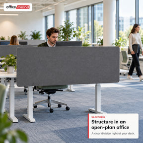 Akoestisch bureauscherm | Silent Desk | Bureau scheidingswand met polyester bekleding & tafelklemmen | 160 × 60 cm | 3 kleuren