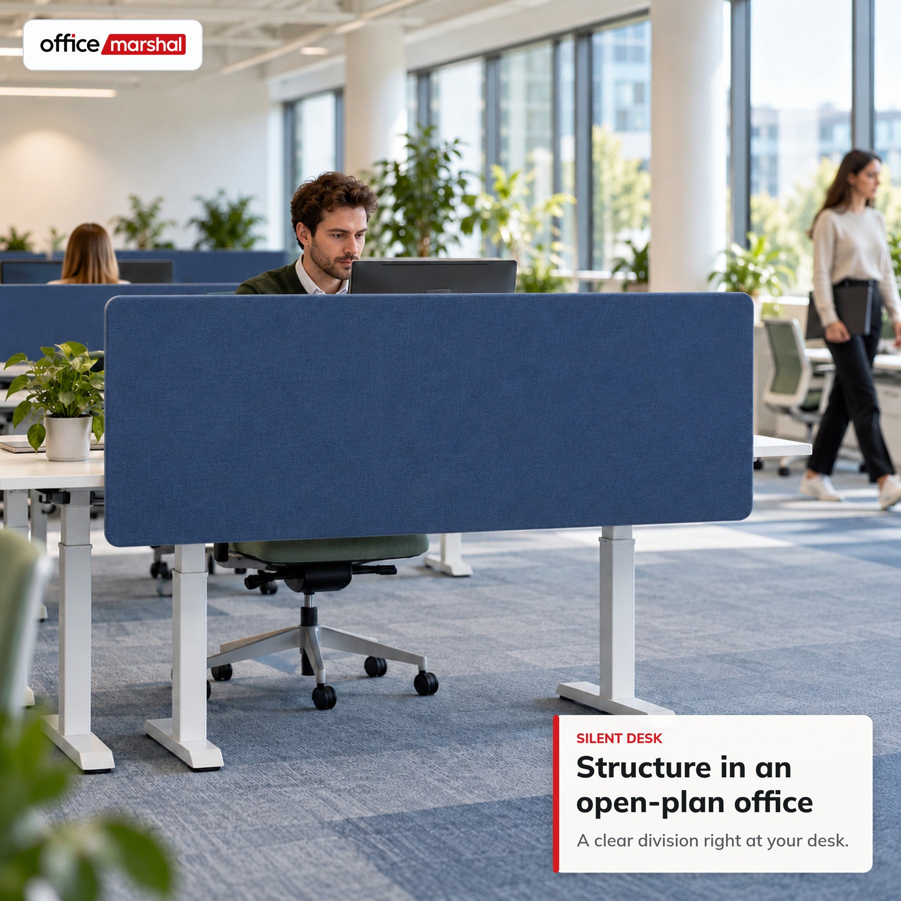 Akoestisch bureauscherm | Silent Desk | Bureau scheidingswand met polyester bekleding & tafelklemmen | 160 × 60 cm | 3 kleuren