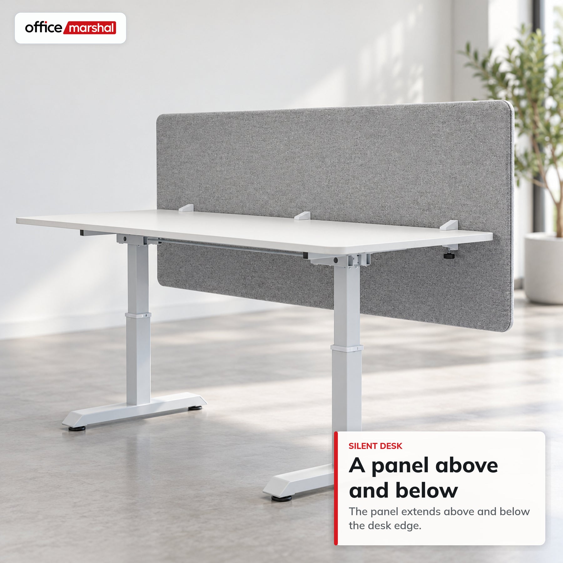 Akoestisch bureauscherm | Silent Desk | Bureau scheidingswand met polyester bekleding & tafelklemmen | 160 × 60 cm | 3 kleuren