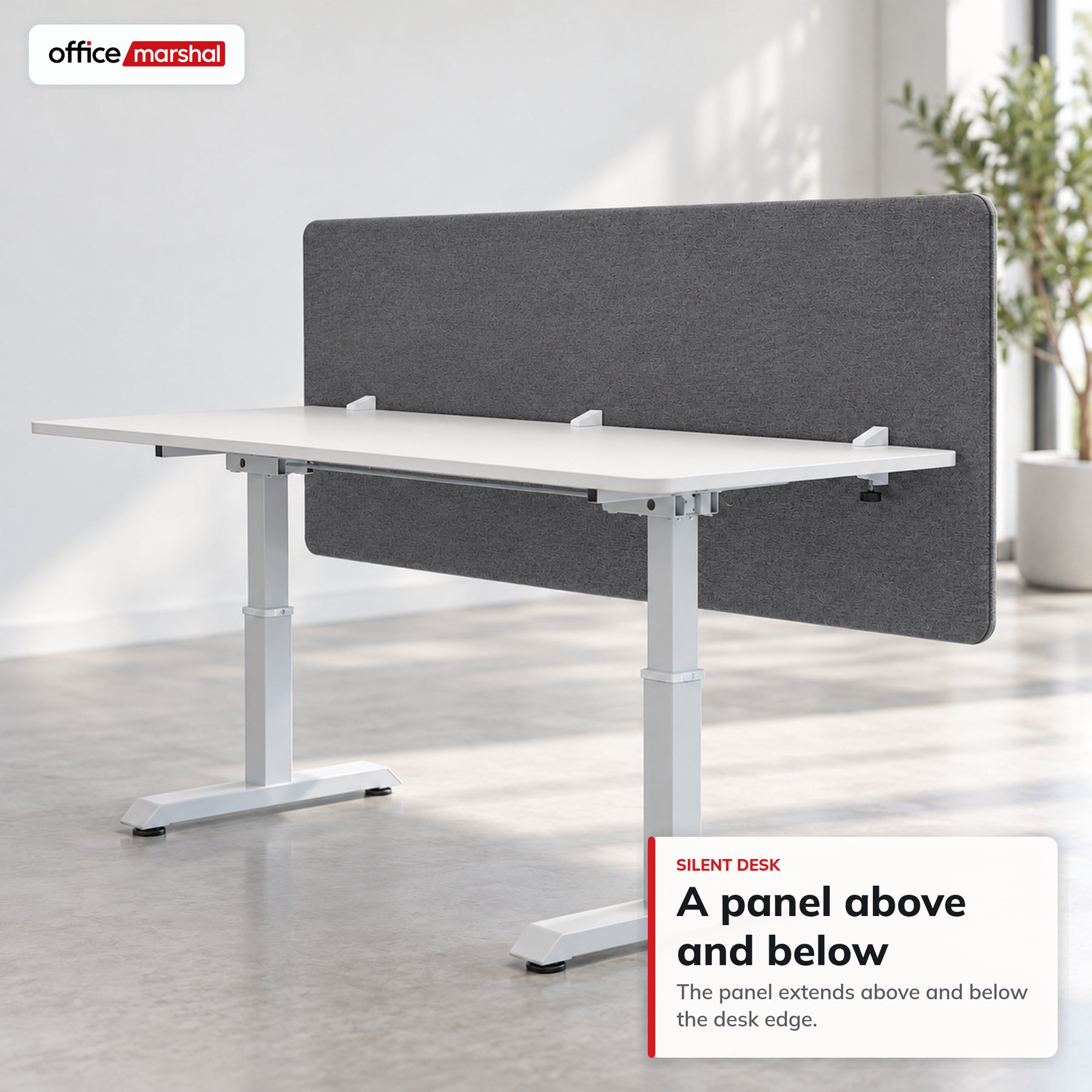 Akoestisch bureauscherm | Silent Desk | Bureau scheidingswand met polyester bekleding & tafelklemmen | 160 × 60 cm | 3 kleuren