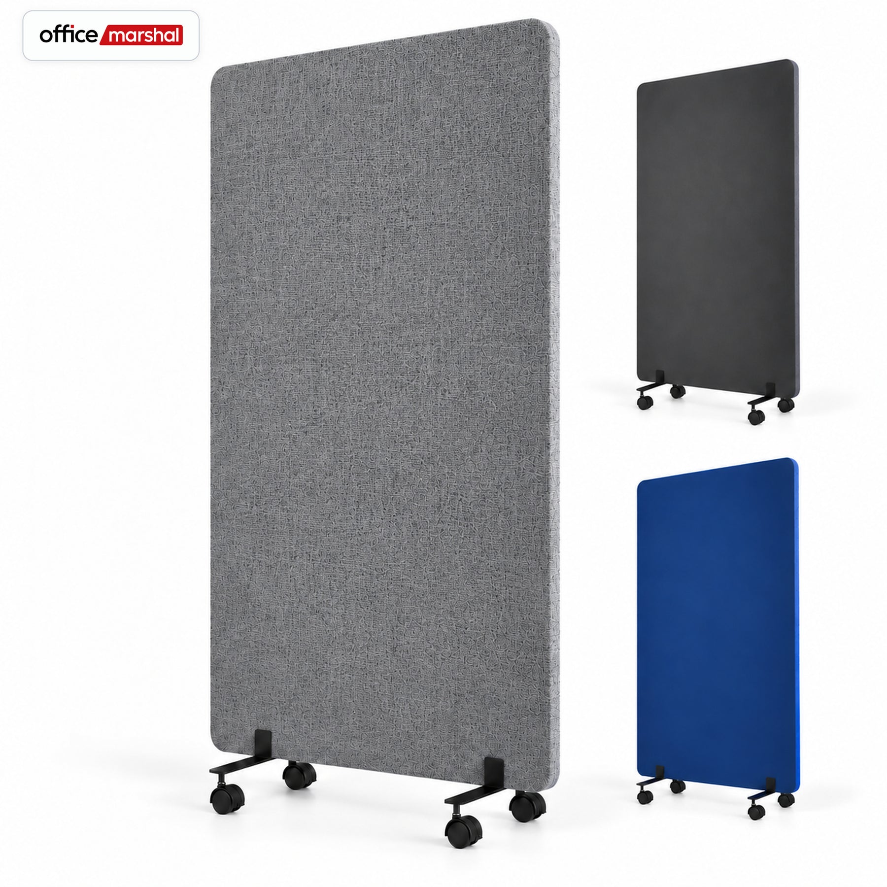 Akoestische scheidingswand op wielen | Silent Stand | Mobiel kamerscherm van polyester | 3 maten