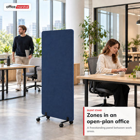 Akoestische scheidingswand op wielen | Silent Stand | Mobiel kamerscherm van polyester | 3 maten