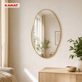 Wandspiegel | Lena | Organische spiegel met aluminium frame Champagne | 60 × 90 cm