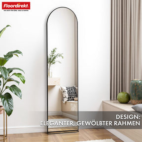 Lichaamsspiegel | Madison | Zwart gebogen aluminium frame | Vrijstaand & wandmontage
