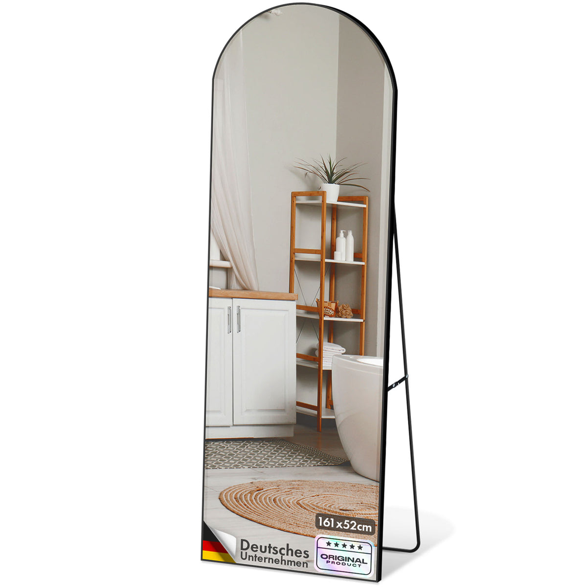 Lichaamsspiegel | Madison | Zwart gebogen aluminium frame | Vrijstaand & wandmontage