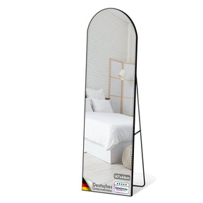 Lichaamsspiegel | Madison | Zwart gebogen aluminium frame | Vrijstaand & wandmontage