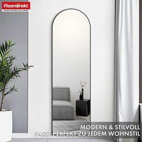 Lichaamsspiegel | Madison | Zwart gebogen aluminium frame | Vrijstaand & wandmontage