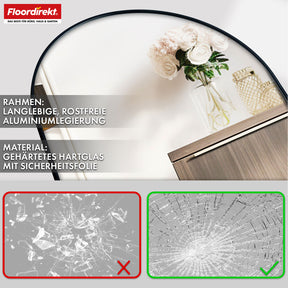 Lichaamsspiegel | Madison | Zwart gebogen aluminium frame | Vrijstaand & wandmontage