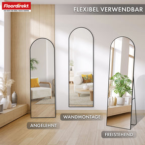 Lichaamsspiegel | Madison | Zwart gebogen aluminium frame | Vrijstaand & wandmontage