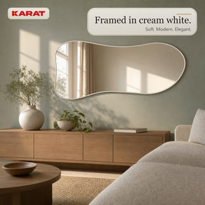 Passpiegel | Mila | Organische wandspiegel met crèmekleurig aluminium frame | 65 × 150 cm