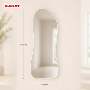 Passpiegel | Mila | Organische wandspiegel met crèmekleurig aluminium frame | 65 × 150 cm