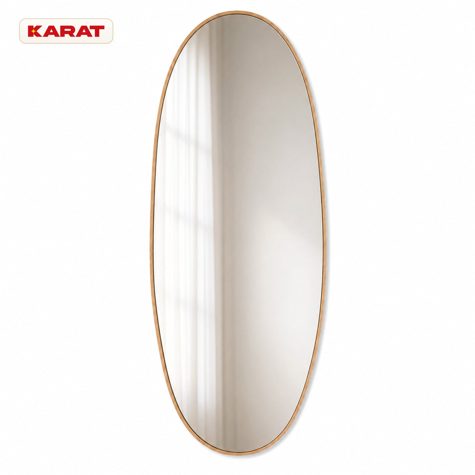 Passpiegel | Nina | Organische wandspiegel met aluminium frame in houtlook | 65 × 150 cm