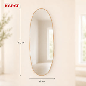Passpiegel | Nina | Organische wandspiegel met aluminium frame in houtlook | 65 × 150 cm