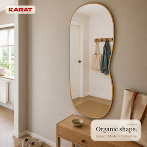 Wandspiegel | Serena | Organische passpiegel met aluminium frame in houtlook | 60 × 120 cm