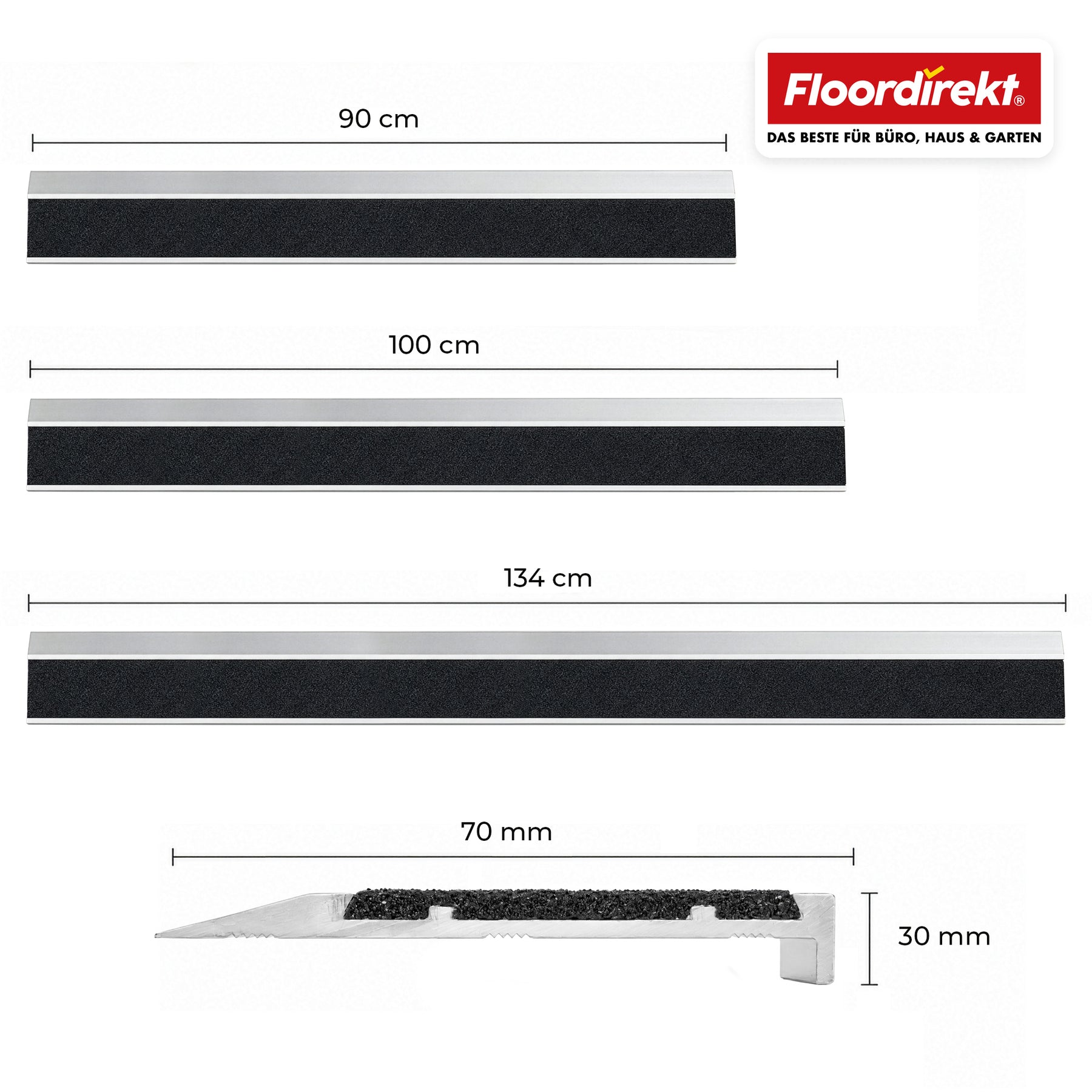 Trapkantprofiel | Tech | Aluminium antislipprofiel met slipvaste inleg