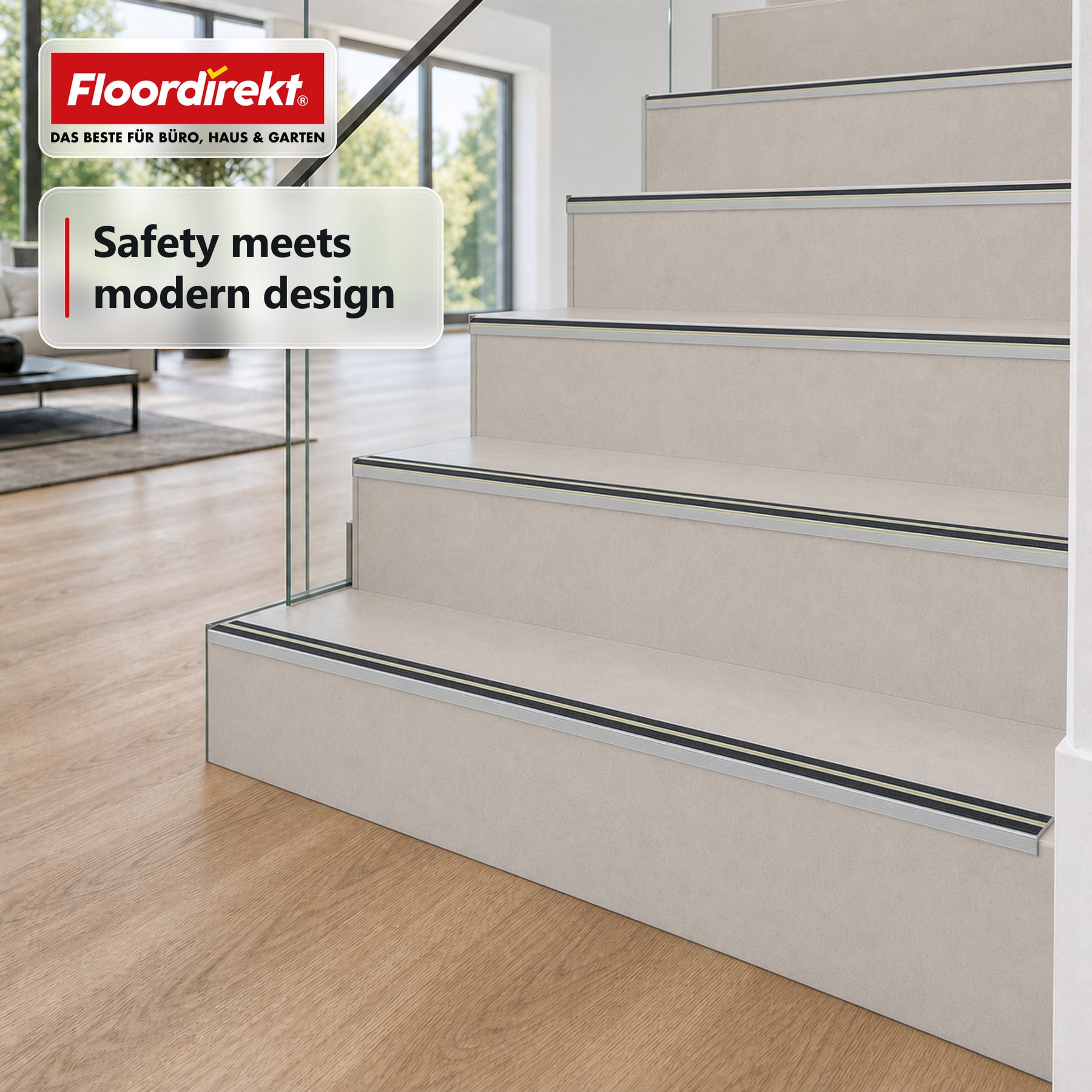 Trapneusprofiel | Aura | Aluminium antislipprofiel met nagloeiende lichtstrip