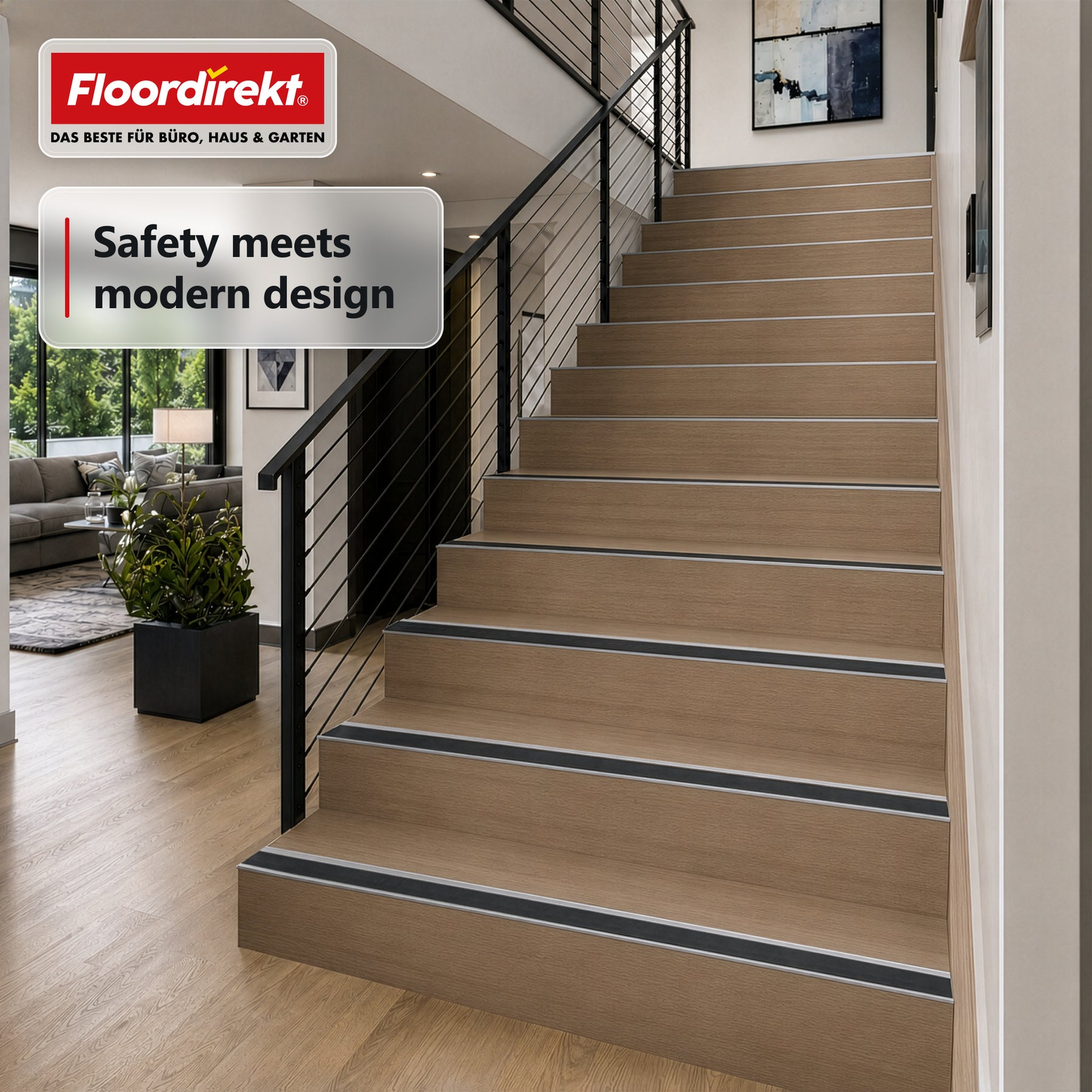 Trapkantprofiel | Tech | Aluminium antislipprofiel met slipvaste inleg