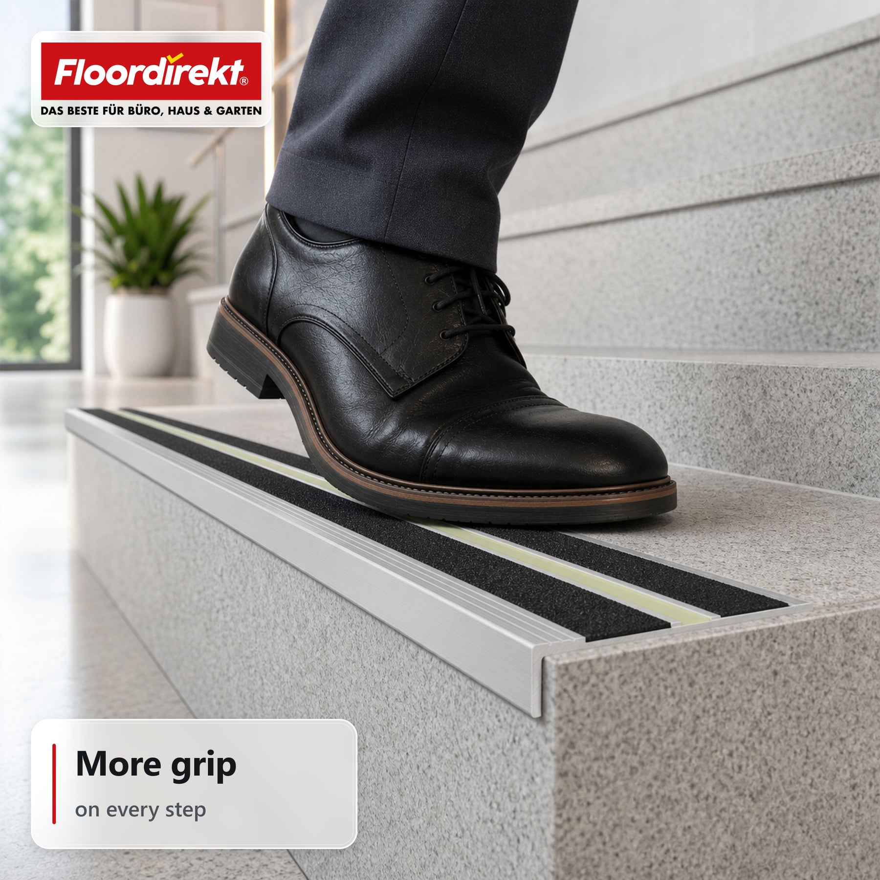 Trapneusprofiel | Aura | Aluminium antislipprofiel met nagloeiende lichtstrip