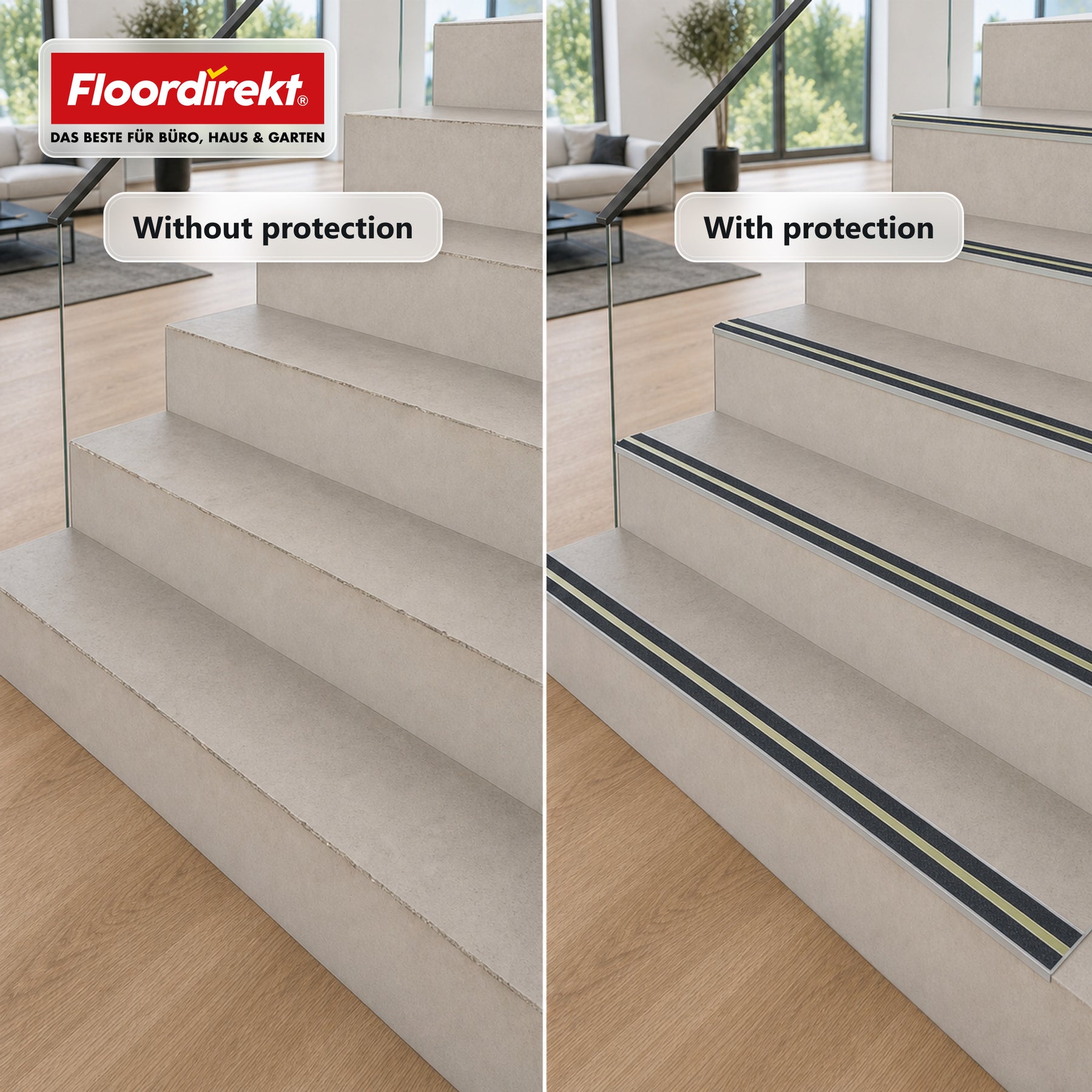 Trapneusprofiel | Aura | Aluminium antislipprofiel met nagloeiende lichtstrip