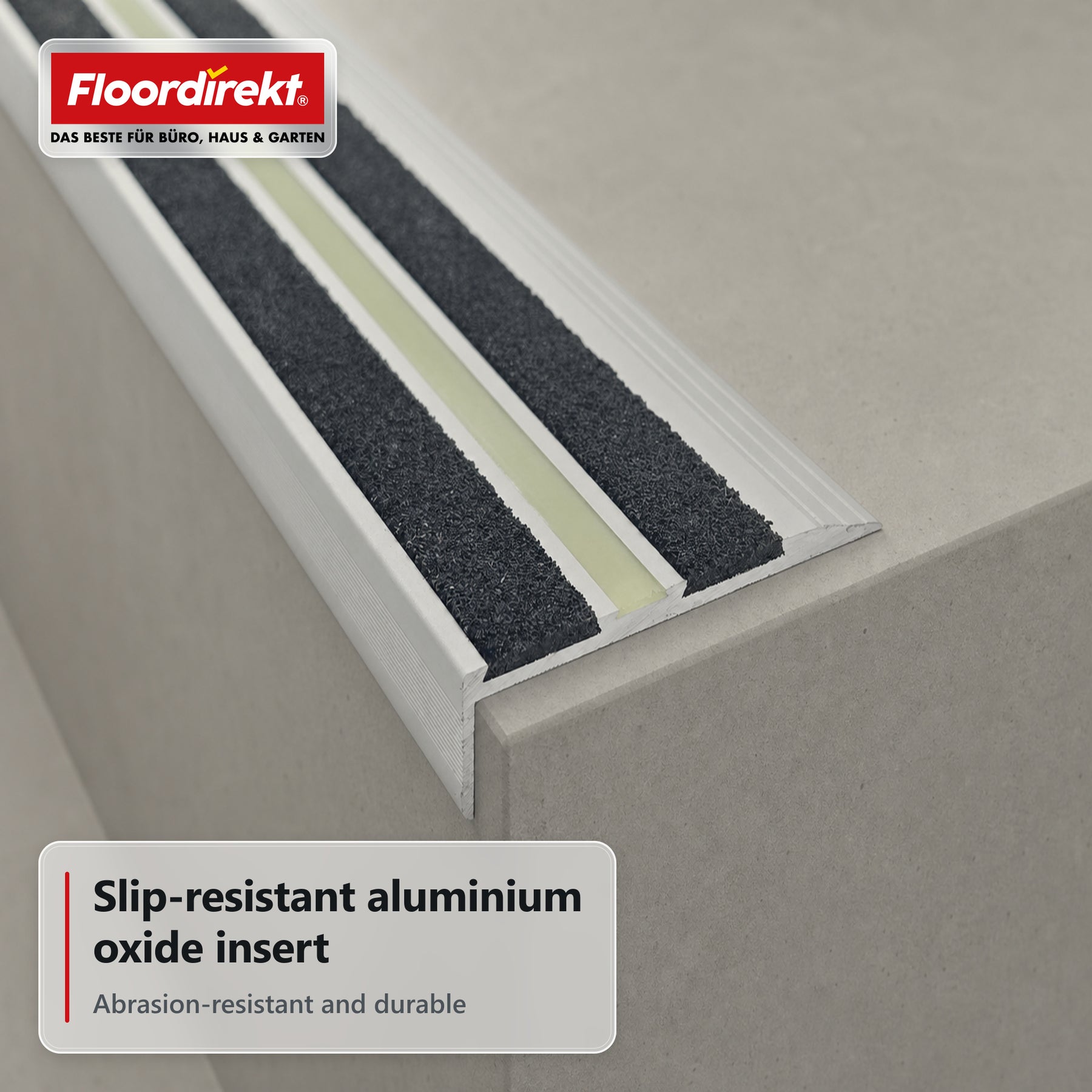Trapneusprofiel | Aura | Aluminium antislipprofiel met nagloeiende lichtstrip