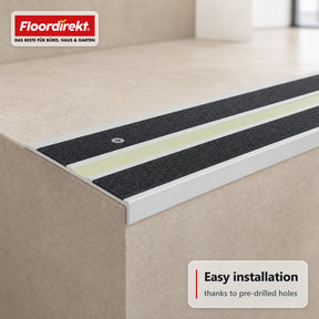Trapneusprofiel | Aura | Aluminium antislipprofiel met nagloeiende lichtstrip