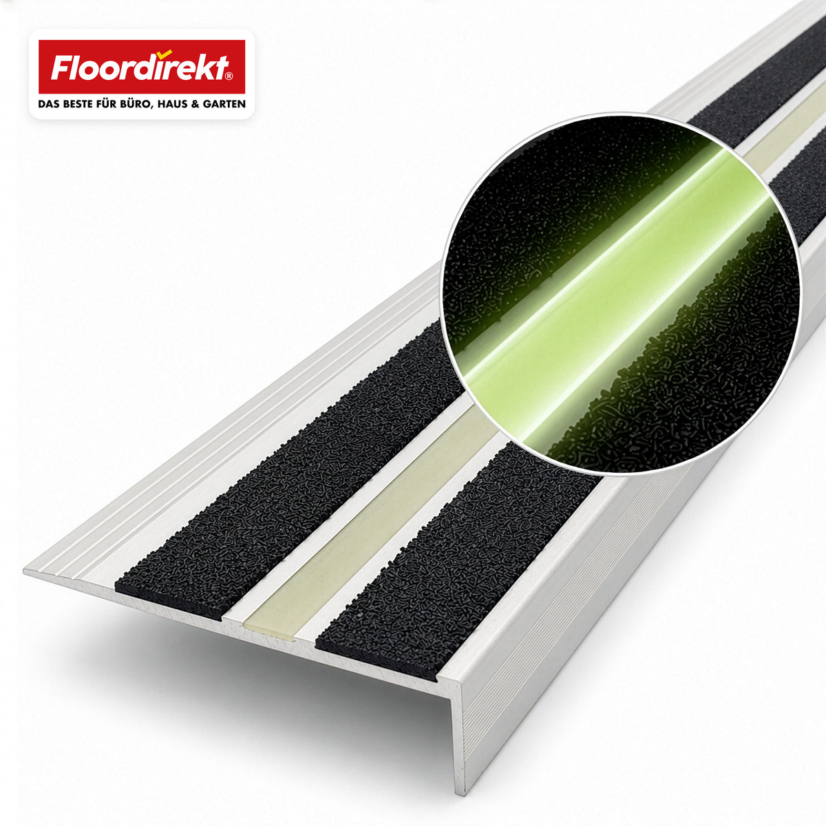 Trapneusprofiel | Aura | Aluminium antislipprofiel met nagloeiende lichtstrip