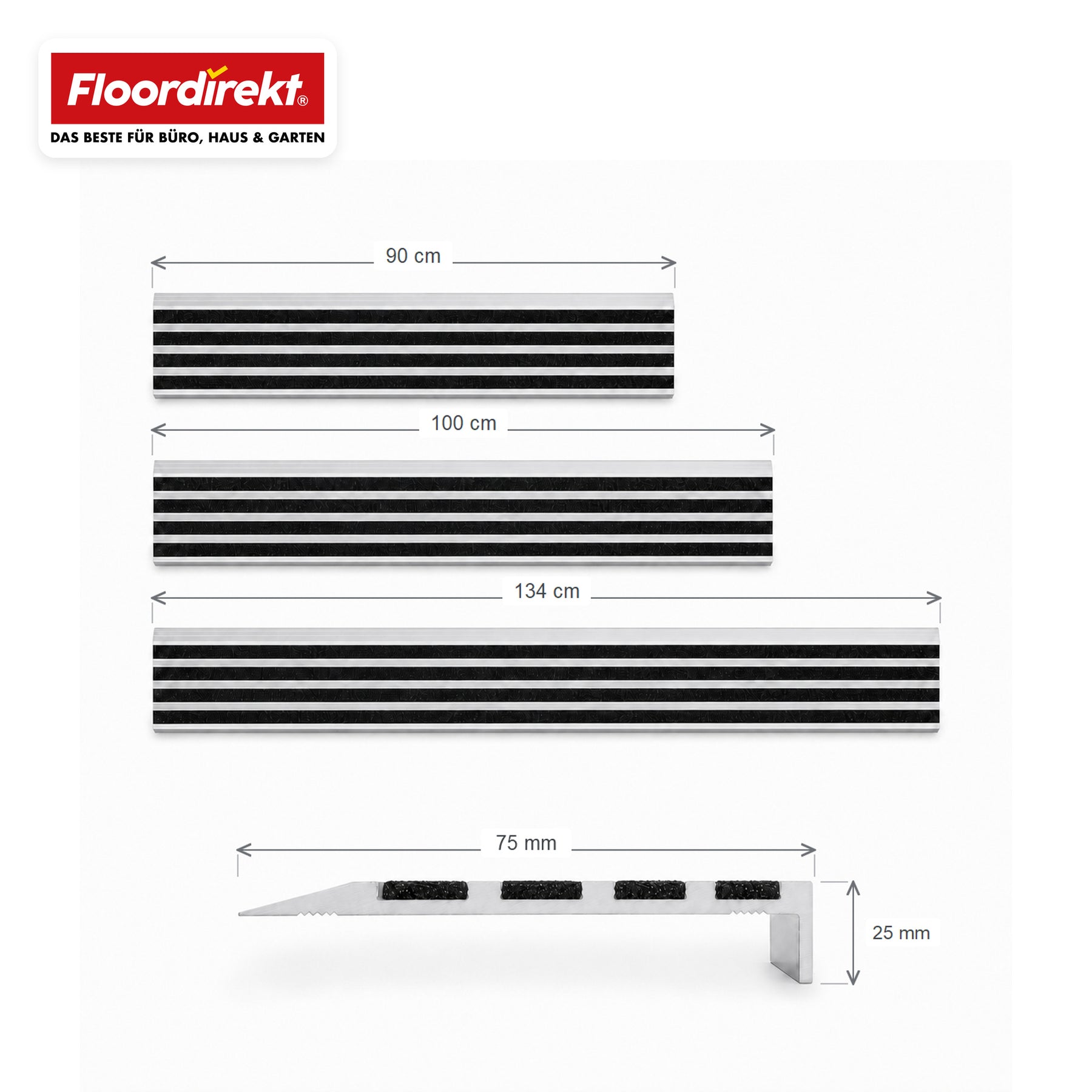 Trapneusprofiel | Solid | Aluminium antislipprofiel met aluminiumoxide-inleg