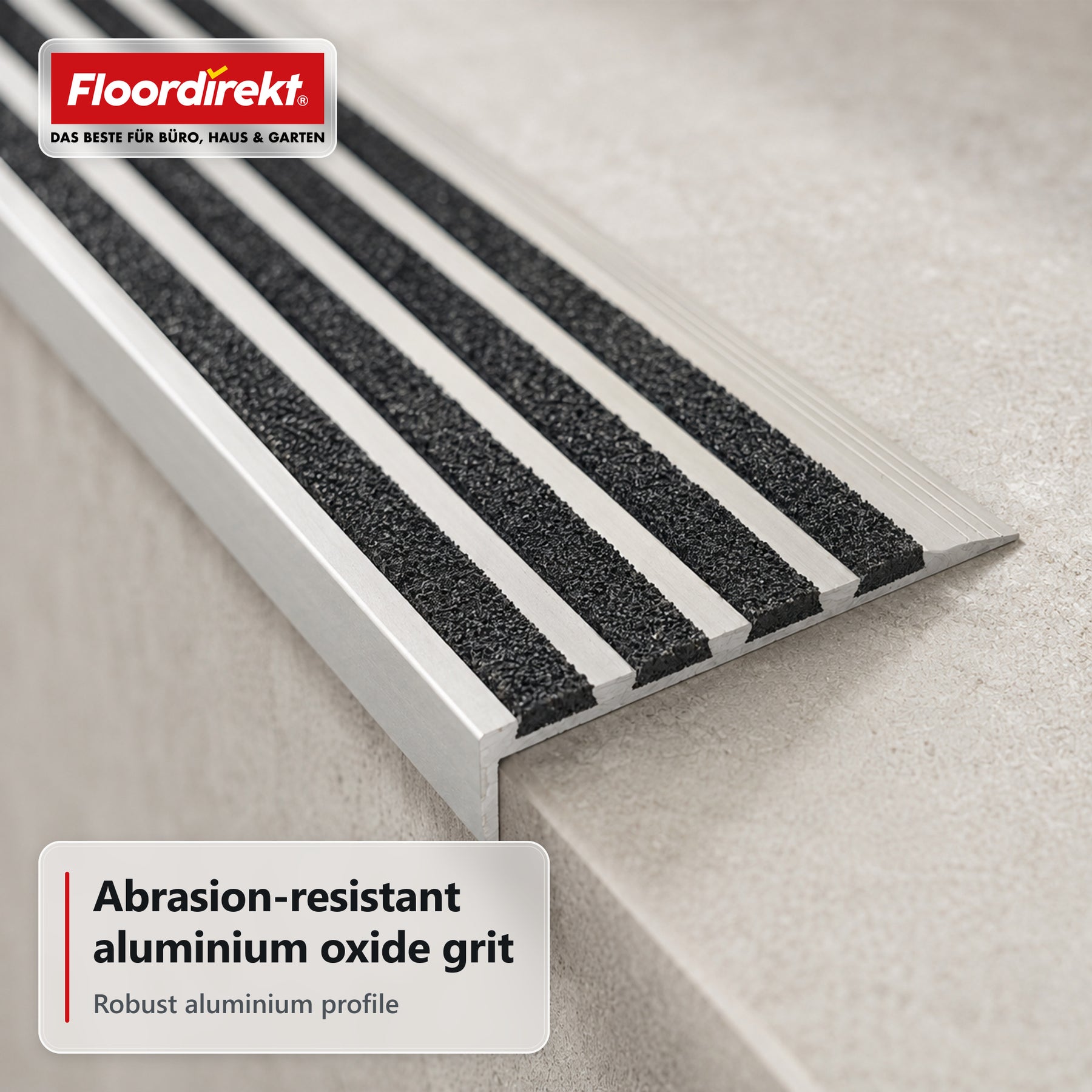 Trapneusprofiel | Solid | Aluminium antislipprofiel met aluminiumoxide-inleg