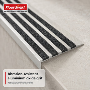 Trapneusprofiel | Solid | Aluminium antislipprofiel met aluminiumoxide-inleg
