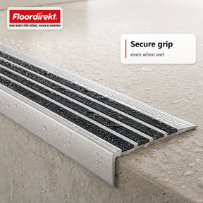 Trapneusprofiel | Solid | Aluminium antislipprofiel met aluminiumoxide-inleg
