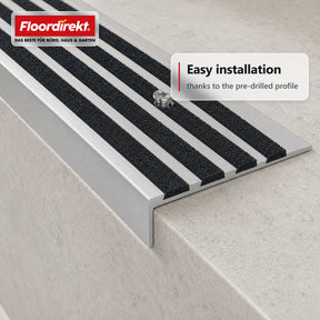 Trapneusprofiel | Solid | Aluminium antislipprofiel met aluminiumoxide-inleg