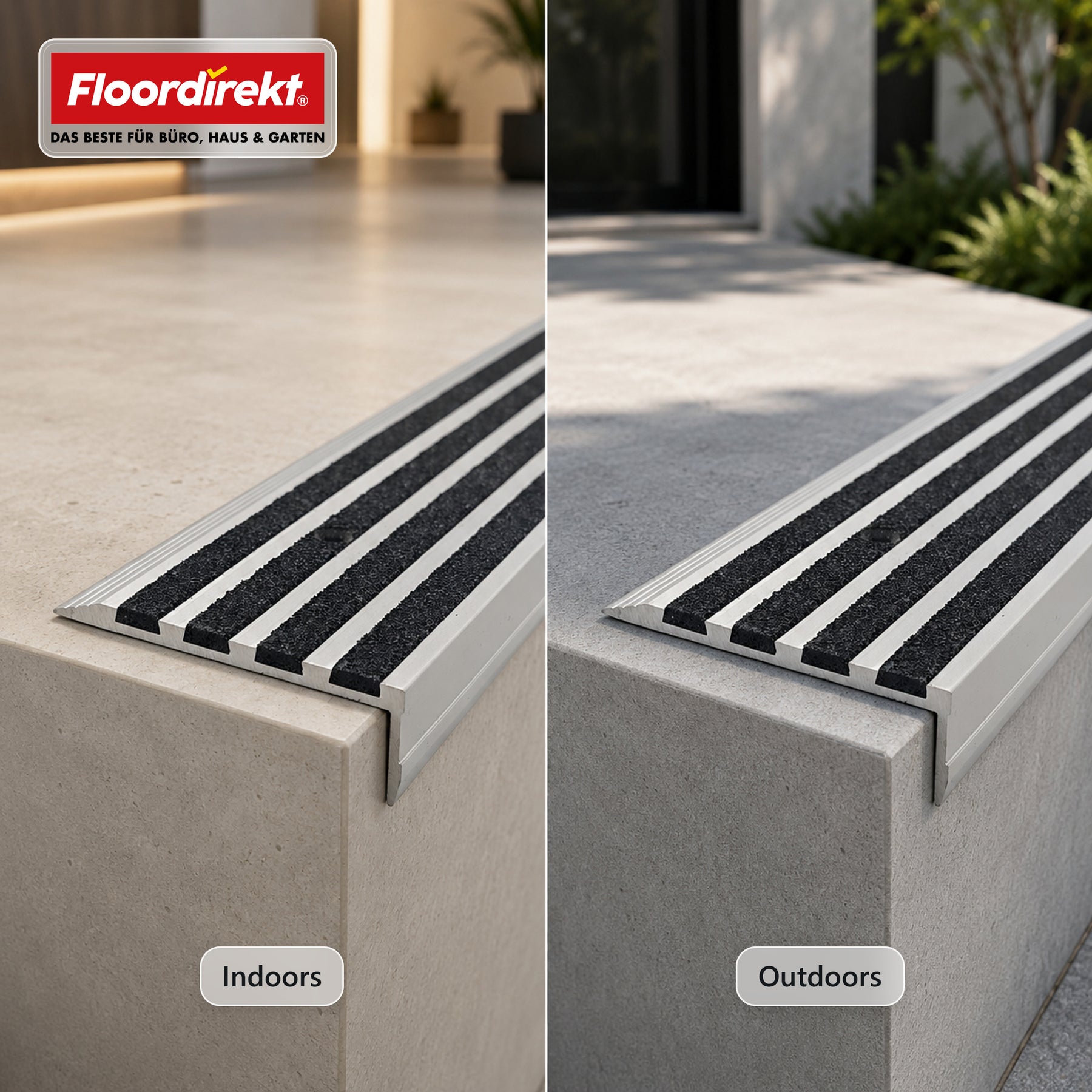 Trapneusprofiel | Solid | Aluminium antislipprofiel met aluminiumoxide-inleg