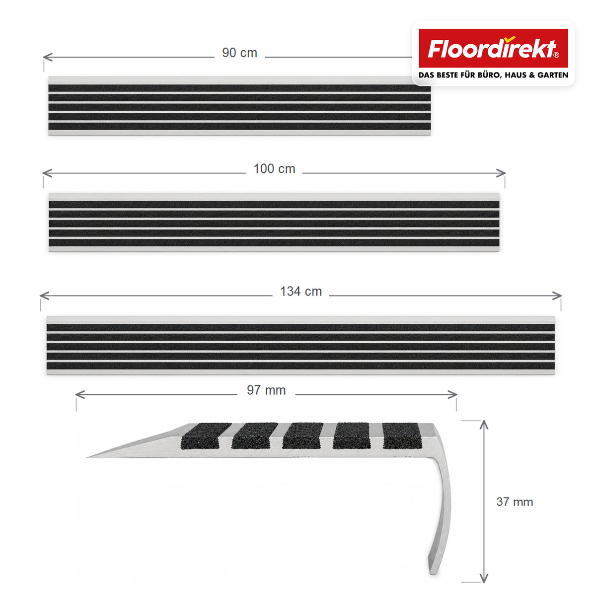 Trapneusprofiel | Titan | Antislipprofiel van aluminium met antislip-inleg