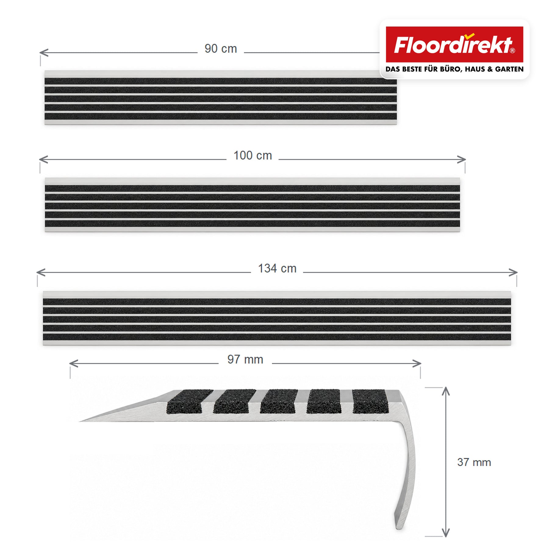Trapneusprofiel | Titan | Antislipprofiel van aluminium met antislip-inleg
