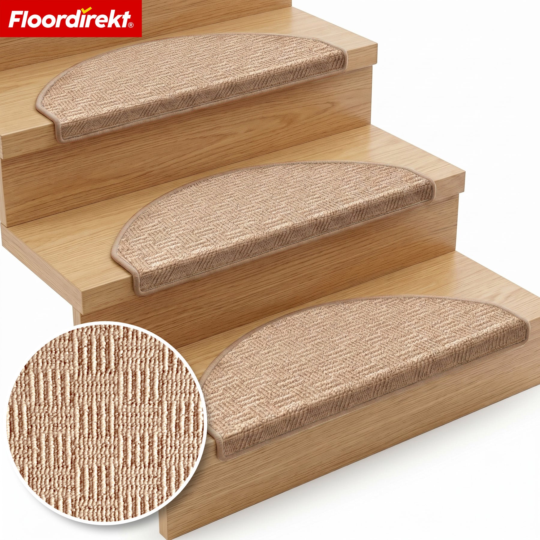 Stufenmat | Monaco | Antislip trapmat van polypropyleen, robuust, geluidsdempend & onderhoudsvriendelijk in halfronde vorm