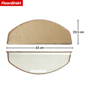 Sisal trapmat | Pearl | Halfronde antislip trapmat, geluiddempend & duurzaam