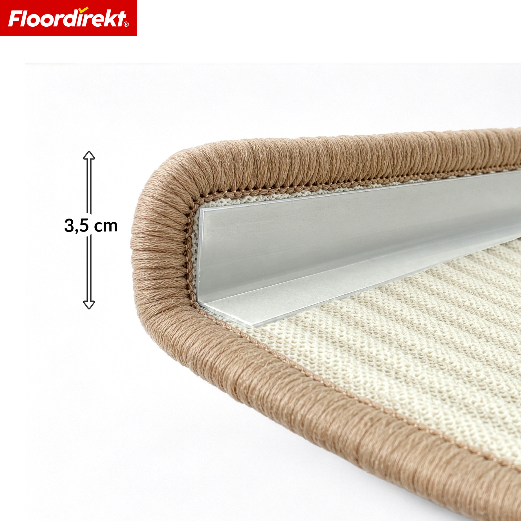 Sisal trapmat | Pearl | Halfronde antislip trapmat, geluiddempend & duurzaam