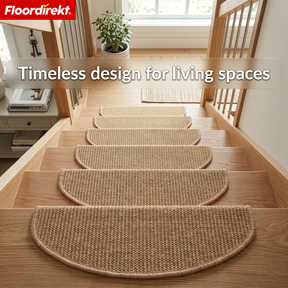 Sisal trapmat | Pearl | Halfronde antislip trapmat, geluiddempend & duurzaam