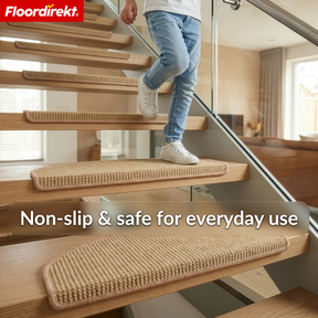 Sisal trapmat | Pearl | Halfronde antislip trapmat, geluiddempend & duurzaam