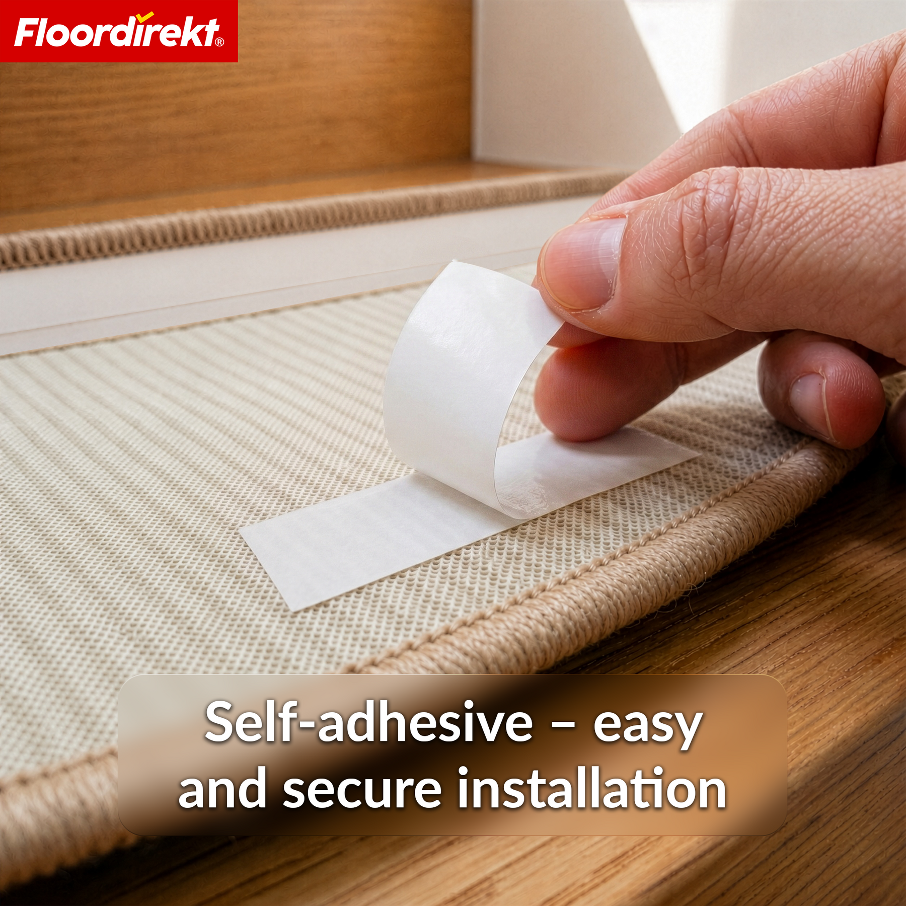 Sisal trapmat | Pearl | Halfronde antislip trapmat, geluiddempend & duurzaam