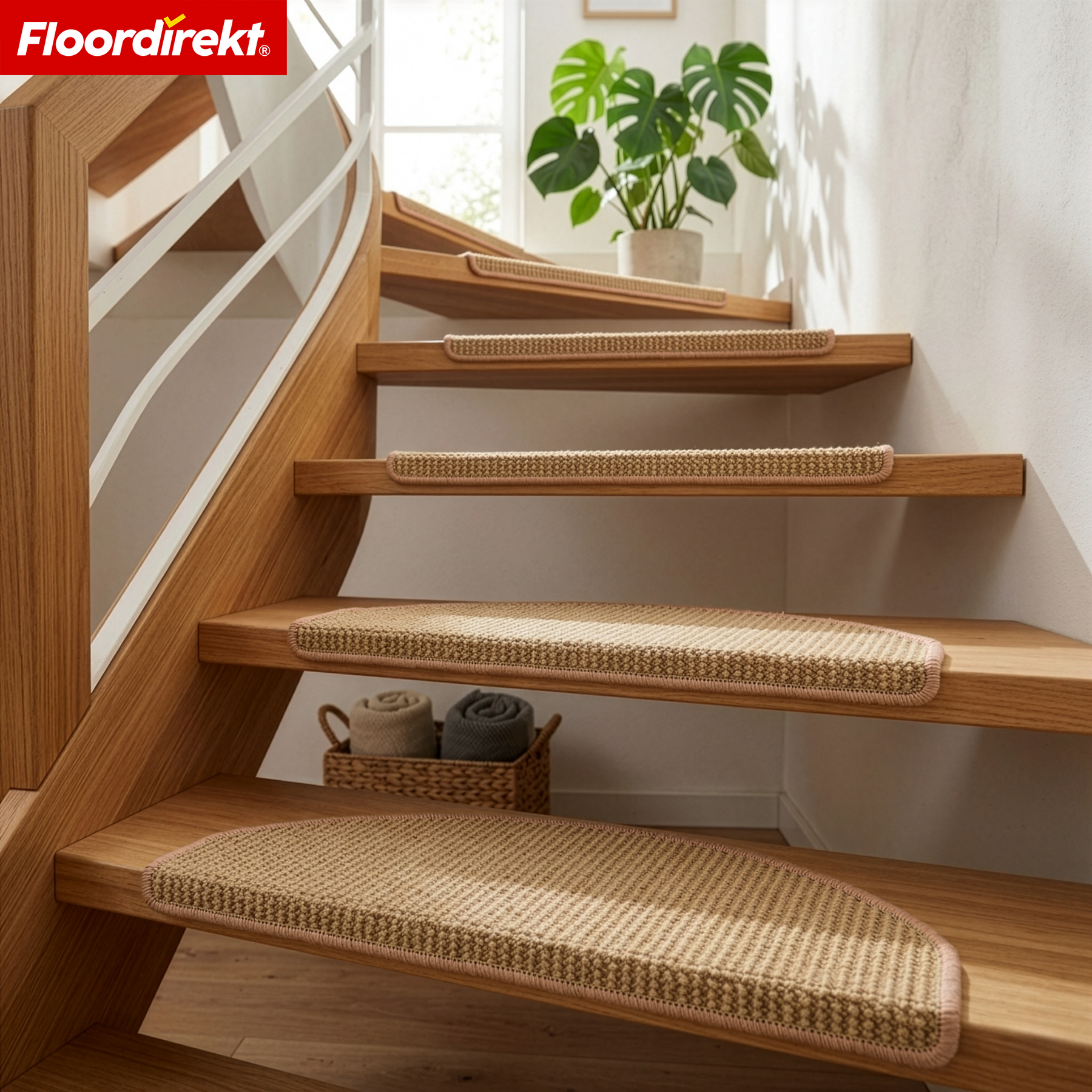 Sisal trapmat | Pearl | Halfronde antislip trapmat, geluiddempend & duurzaam