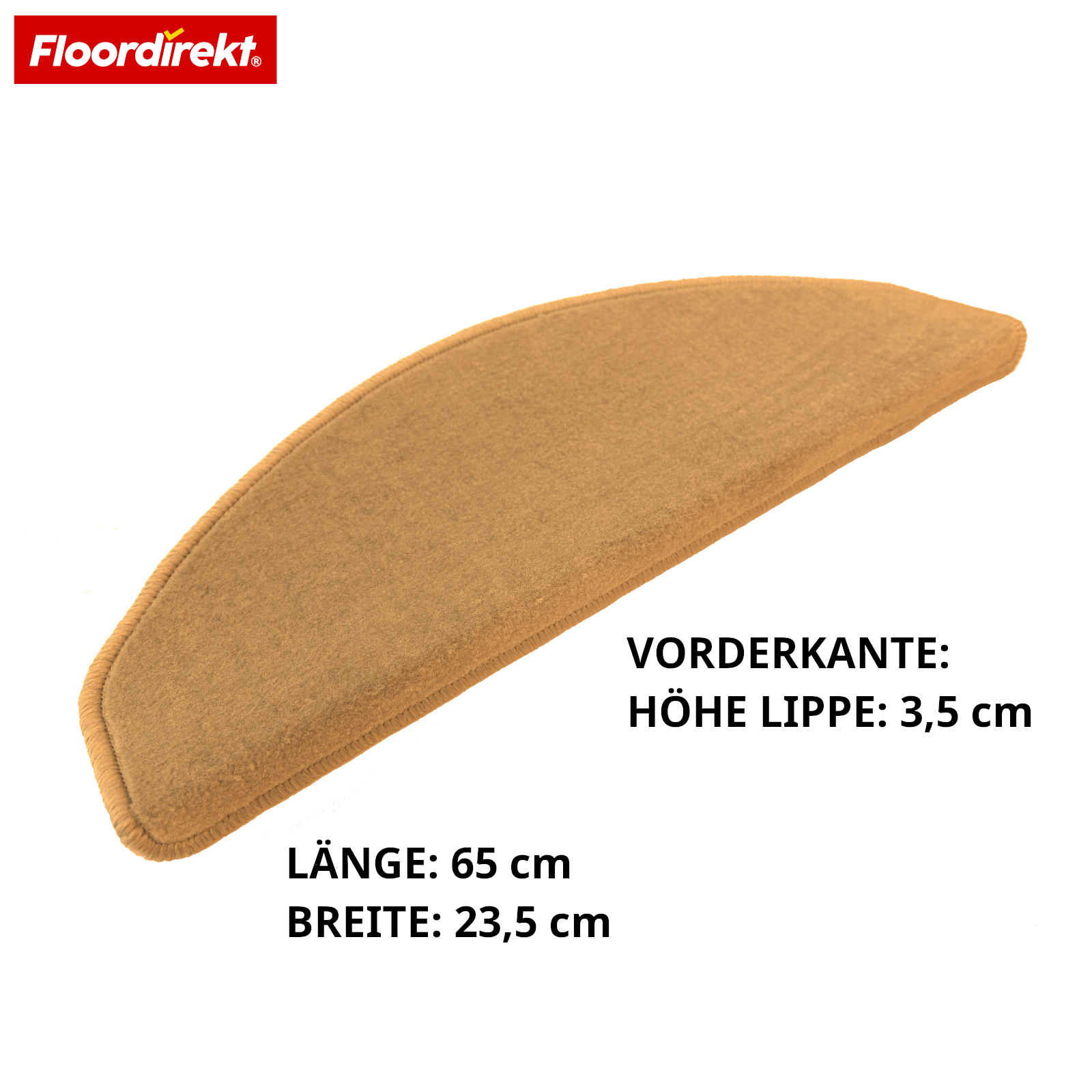 Velours-traptrede | Wien | Halfronde, antislip trapmat van robuust polypropyleen | Trapbescherming, geluidsdempend & antistatisch | Verkrijgbaar in 4 moderne kleuren